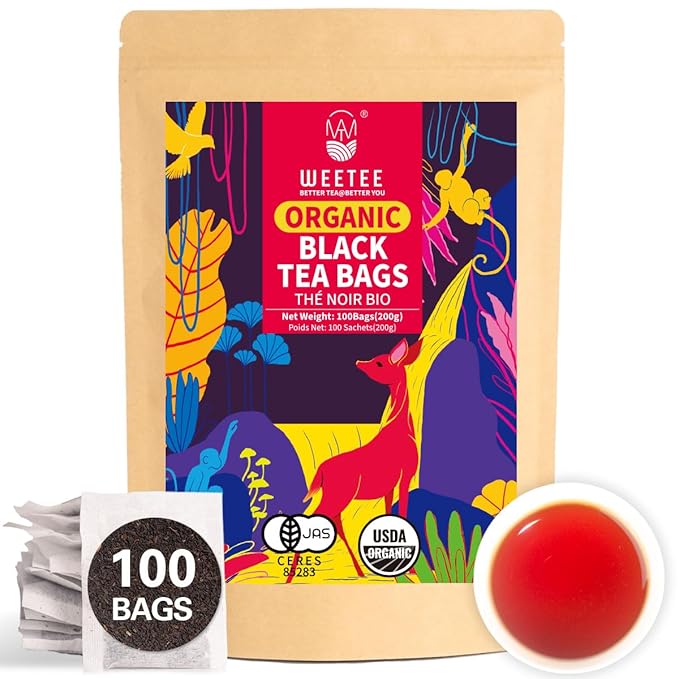 WT WEETEE Organic Black Tea Bags, Organic Black Tea 100 Count, Antioxidant, Caffeinated |