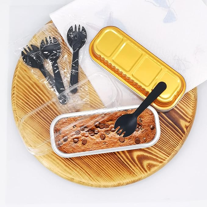 LNYZQUS Disposable Foil Mini Pans with Lids 50 Pack, 6.8oz 6.5"x2.5"x1.2" Aluminum Small Loaf
