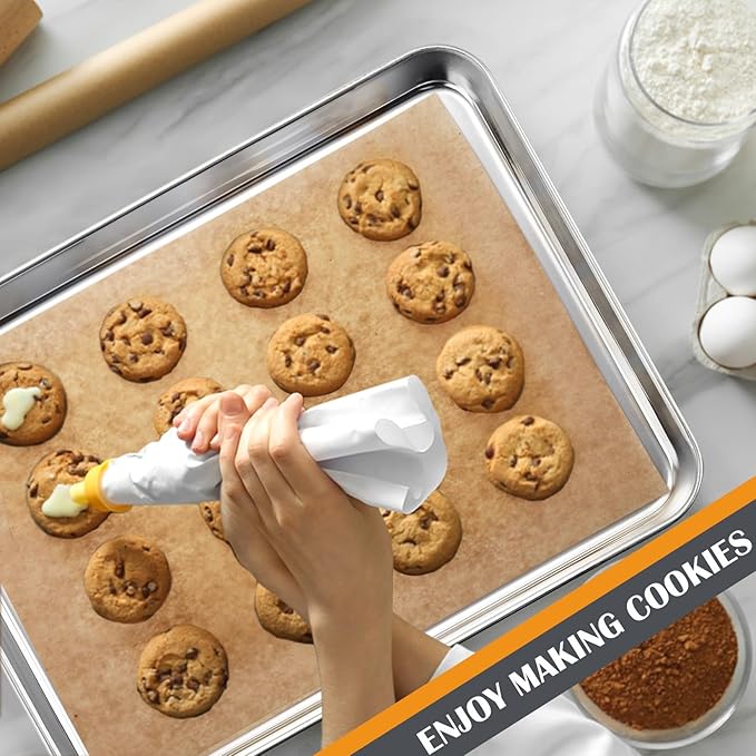 2Pcs Baking Sheet Pan Set, Joyfair Stainless Steel Cookie Sheets, Commercial Metal Pans Toaster