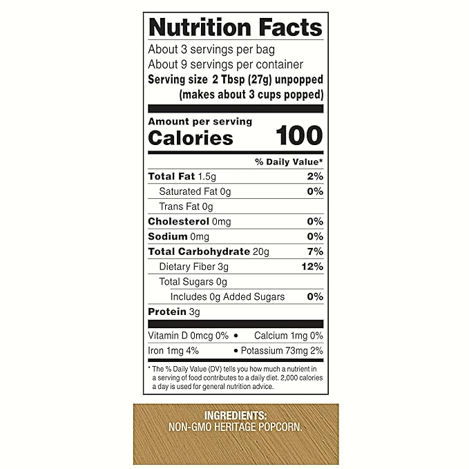 Black Jewell Gourmet Popcorn, Healthy Popcorn Snack, No Salt No Oil, 8.7 Ounces (Pack of 6)