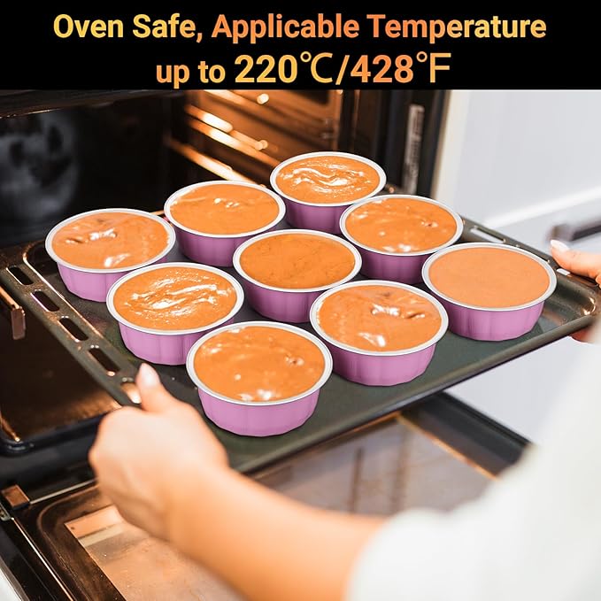 Beasea Aluminum Cups for Baking, 8 oz 100 Pack 3.9" 235ml Disposable Ramekins Bake Ramekin Cup