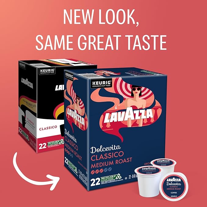 Lavazza Dolcevita Classico, Single-Serve Keurig K-Cup Pods, Medium Roast Coffee, 88-Count Box (4