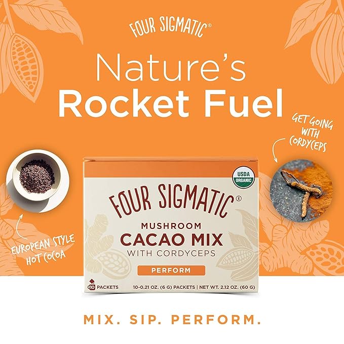Four Sigmatic Boost Mushroom Cacao | Organic Instant Cacao with Cordyceps & Ginger | Supports