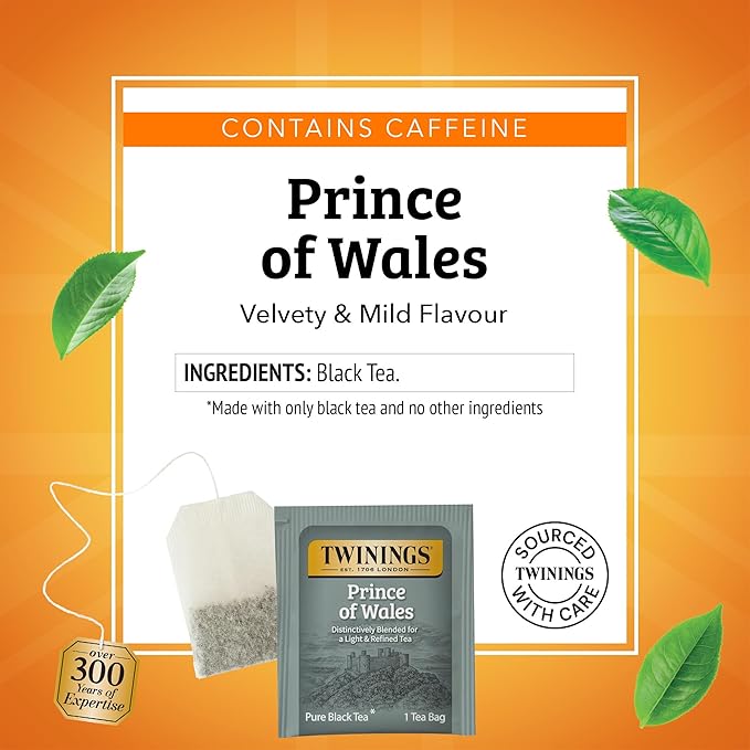 Twinings Prince of Wales Black Tea Individually Wrapped Bags, 20 Count (Pack of 6), Velvety Smooth