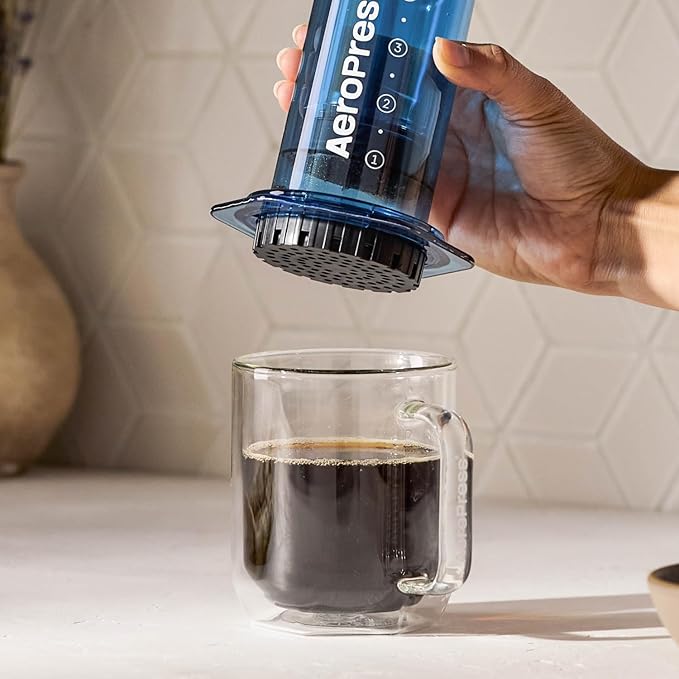 AeroPress Clear Blue Coffee Press – 3 In 1 Brew Method Combines French Press, Pourover, Espresso
