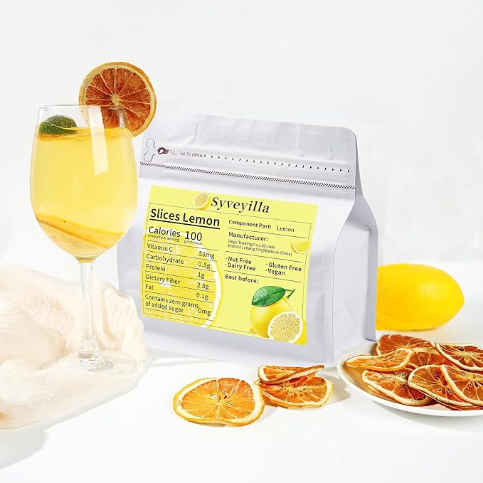 Dried Lemon Slices,Dehydrated Lemon Slices 8.82oz/250g Perfect for Cocktails,Fruit Tea, Garland