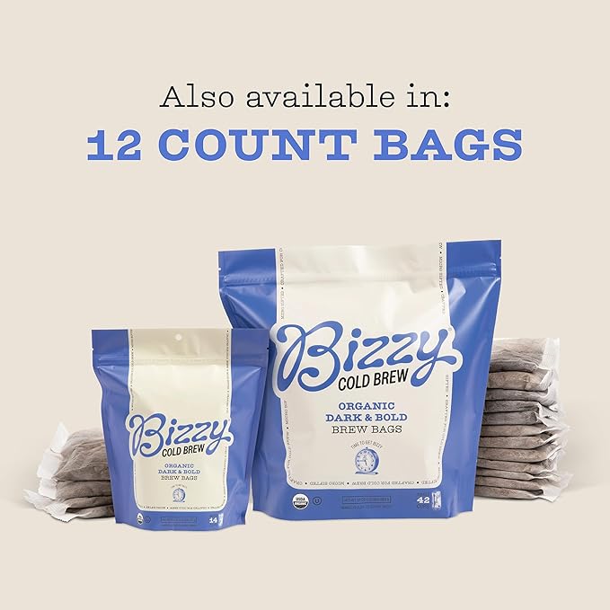 Bizzy Organic Cold Brew Coffee | Dark & Bold Blend | Coarse Ground Coffee | Dark Roast | Micro