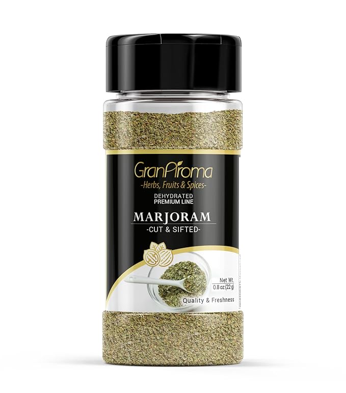 GranAroma Marjoram Cut & Sifted, French & Italian Cuisine, Savory Seasoning (0.8 Ounce)