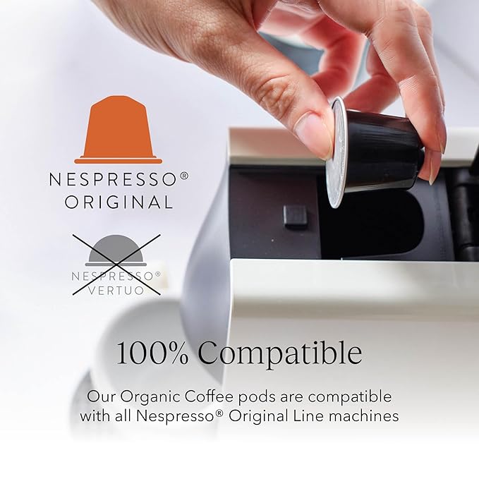 Cru Kafe Bright Roast USDA Organic Espresso Coffee Capsules (50 Pods) Fairtrade Coffee Pods