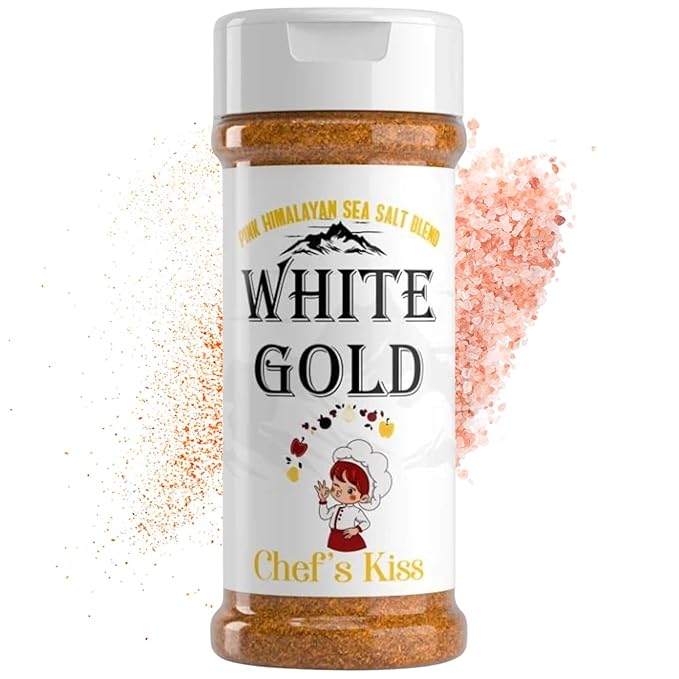 White Gold Chef’s Kiss All Purpose Seasoning with Pink Himalayan Sea Salt - Gourmet Seasoned Salt