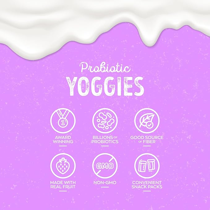 Nature's Garden Probiotic Mixed Berry Yoggies 12 x 0.7oz (Pack of 4) Yogurt Covered Fruit Snacks