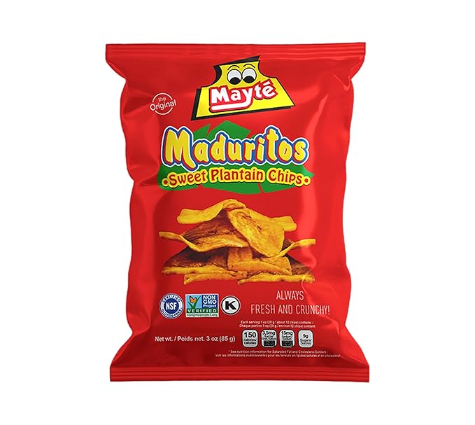 Mayté Maduritos Sweet Plantain Chips – 30 Individual Packs (3oz Each) – Crunchy, Savory, Healthy