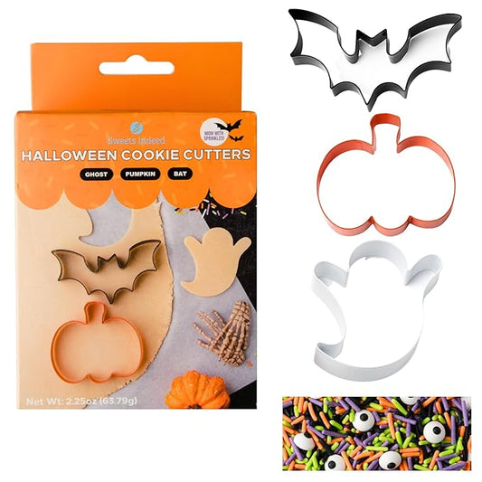 Sweets Indeed Halloween Cookie Cutters with Sprinkle Mix & Candy Eyeballs ??2 oz Sprinkles + 3