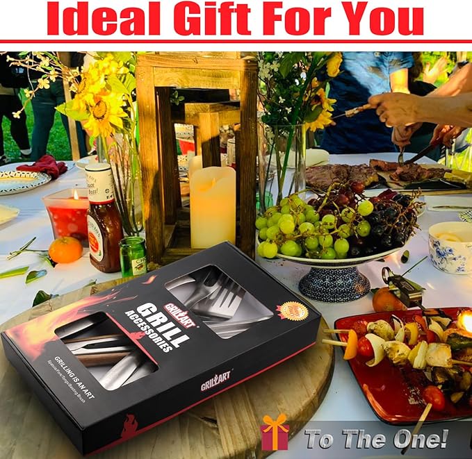 GRILLART BBQ Tools Grill Tools Set -18Inch Grilling Tools BBQ Set - Grill Accessories w/BBQ Tongs