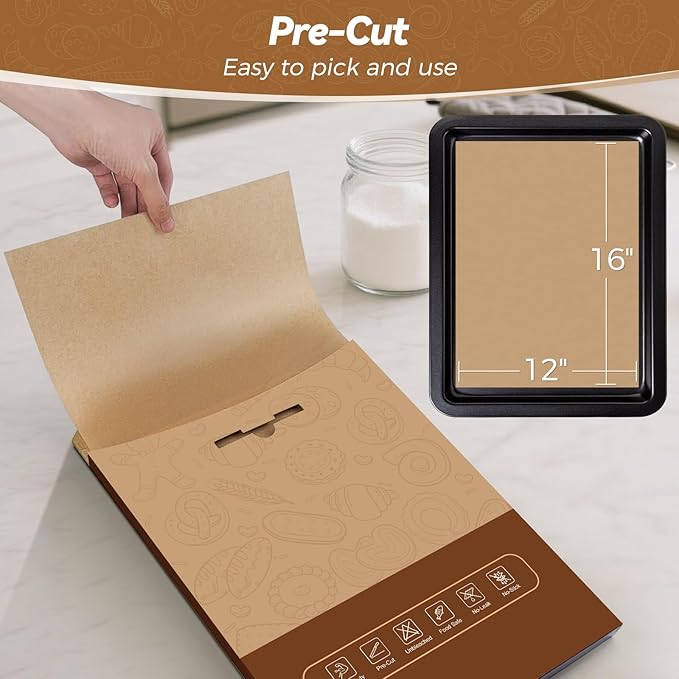 360 Count 12"x 16" Heavy Duty Parchment Paper Sheets for Baking, No-Stick & No-Leak Unbleached