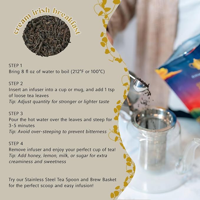 Cream Irish Breakfast Tea, Loose Leaf Black Tea ??Irish Classic with Caramel & Strong Assam