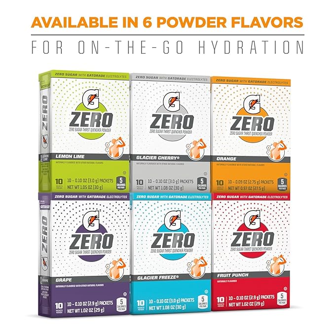 Gatorade G Zero Sports Drink Mix Powder Packets, Lemon Lime, Electrolyte Powder Drink Mix for