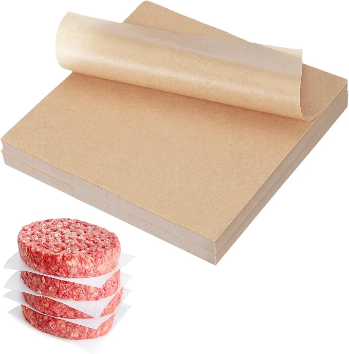 uxcell 500 Pcs Unbleached Parchment Paper Baking Sheets Squares, 6 Inch Hamburger Patty Paper, Non