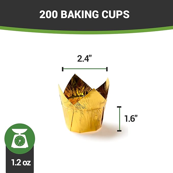 Restaurantware 4 Ounce Petal Baking Cups 200 Grease Resistant Tulip Cupcake Wrappers - Tulip Shaped