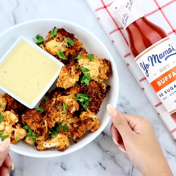 Yo Mama???Foods Keto Hot Buffalo Dipping, Marinade & Wing Sauce - Pack of (3) - Low-Zero Carb, No