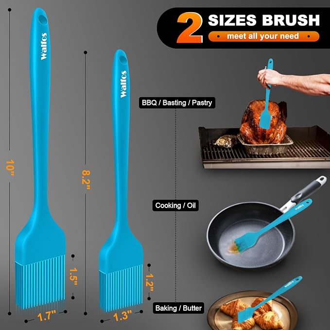 Walfos Silicone Basting Pastry Brush, Heat Resistant Pastry Brush Set, Strong Steel Core and