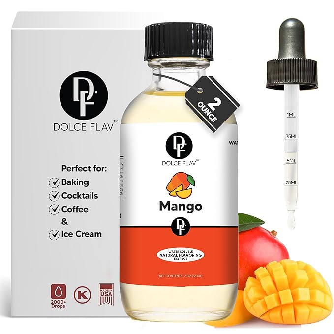 Dolce Foglia Mango Extract - 2 Ounce Water-Soluble Multipurpose Flavoring Ideal for Baked Goods