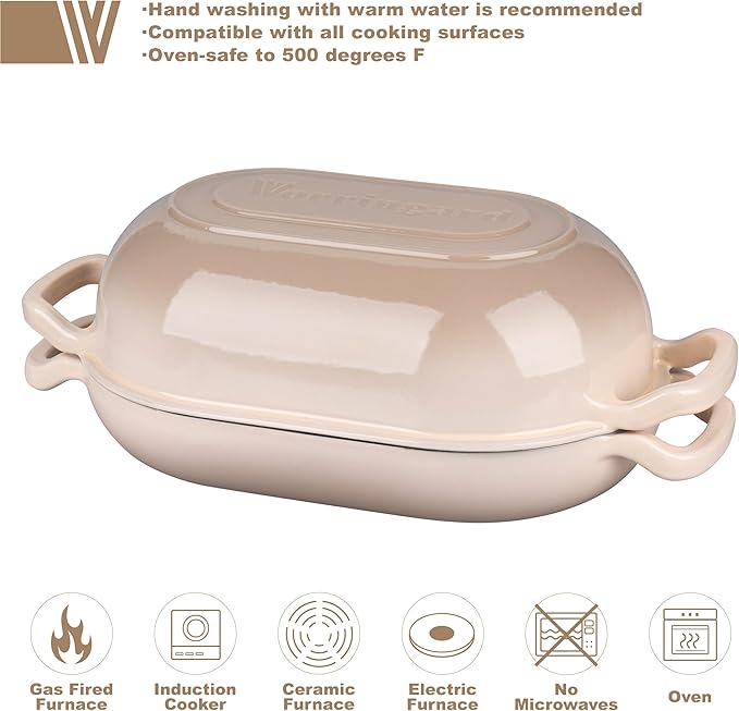 Enameled Cast Iron Sourdough Bread Oven, Dutch Oven, Loaf Cast Iron Bread Pan for Homemade Bread