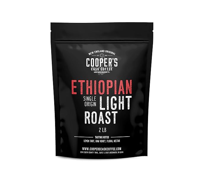 Ethiopian Bold Light Roast Grade 1, Ground Coffee, Natural Dry Processed Micro Lot, Intense Bright