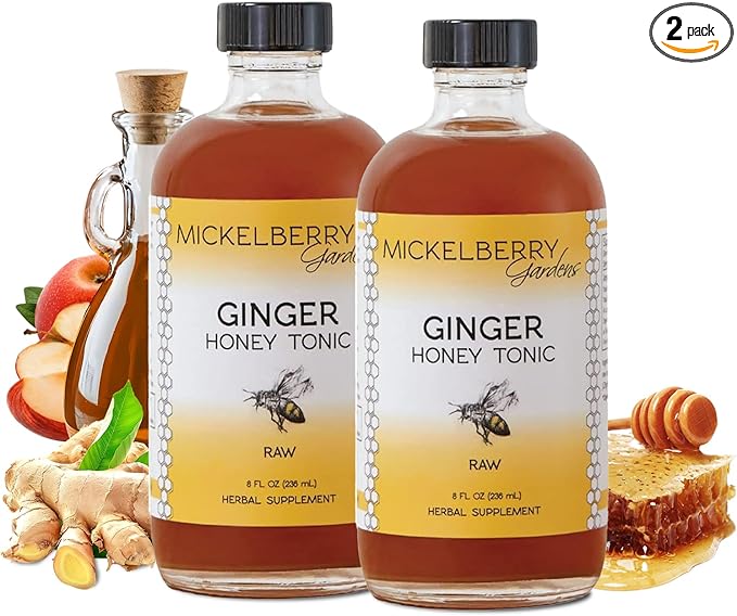 Mickelberry Gardens Immune Support Ginger Honey Tonic – Organic Ginger Shots & Syrup for Immunity