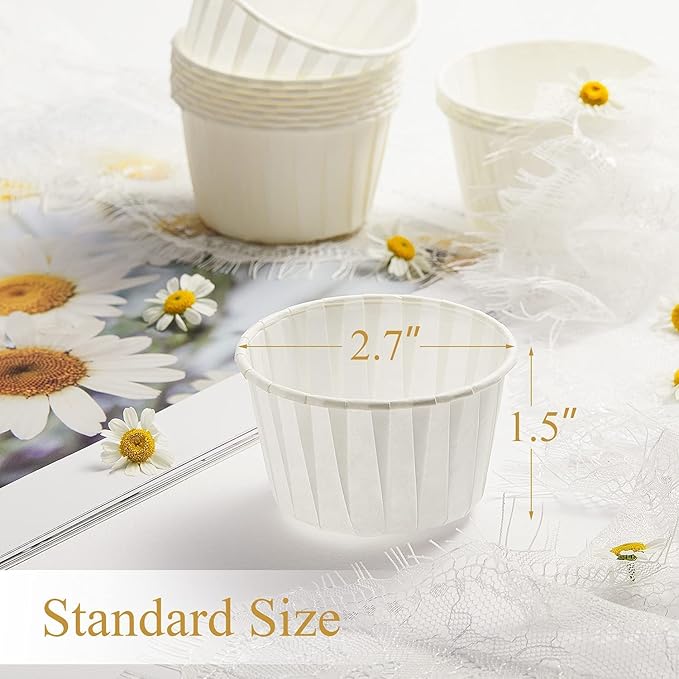 White Cupcake Liners, 200pcs Muffin Baking Cups,Ramekin Holders, Heavy Duty Oil proof Wrappers for