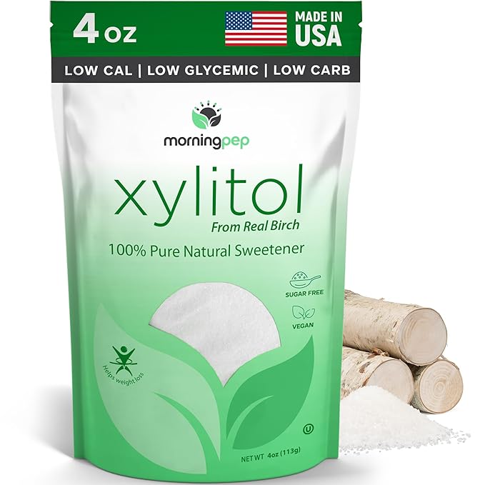 Morning Pep Sample Size Pure Birch Xylitol (Keto Diet Friendly) Sweetener with no Aftertaste 4 OZ