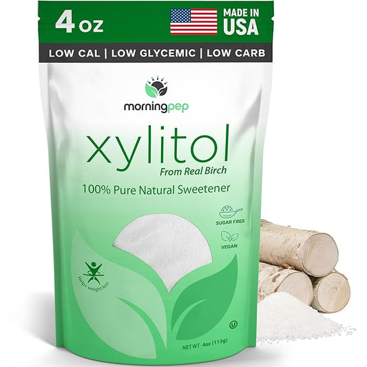 Morning Pep Sample Size Pure Birch Xylitol (Keto Diet Friendly) Sweetener with no Aftertaste 4 OZ