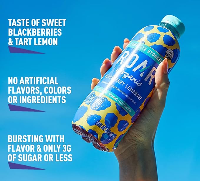 ROAR Complete Hydration Organic - Electrolyte Drinks Loaded with Vitamins C, B5, B12 - Non-GMO