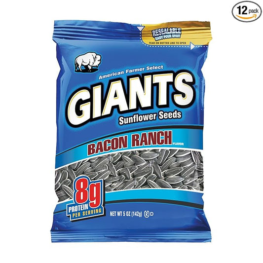 Giants Bacon Ranch Sunflower Seeds Bulk - Flavored Sunflower Seed Snack, Roasted Sunflower Seeds to