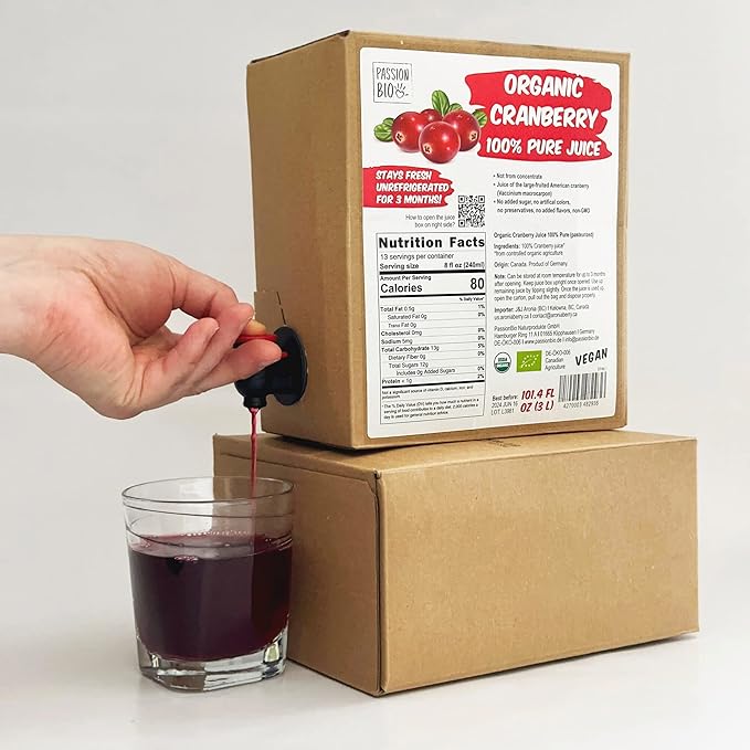 Organic Cranberry Juice Box 101.4 Fl Oz | Pure Fruit Juice, Not From Concentrate | Organic, Vegan