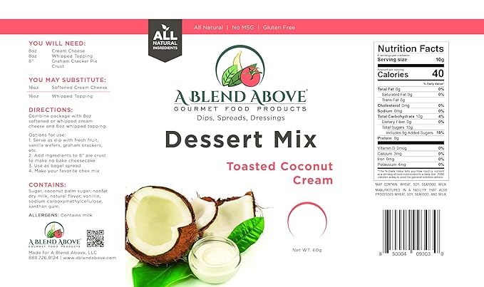 A Blend Above Toasted Coconut Cream Cheesecake Mix - No-Bake Desserts, All Natural, Vegan, Gluten