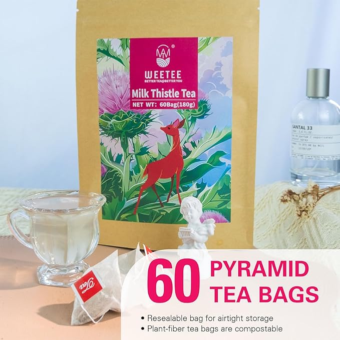 WT WEETEE Milk Thistle Tea Bags, Made with 100% Pure Milk Thistle Seeds, Natural Caffeine-free