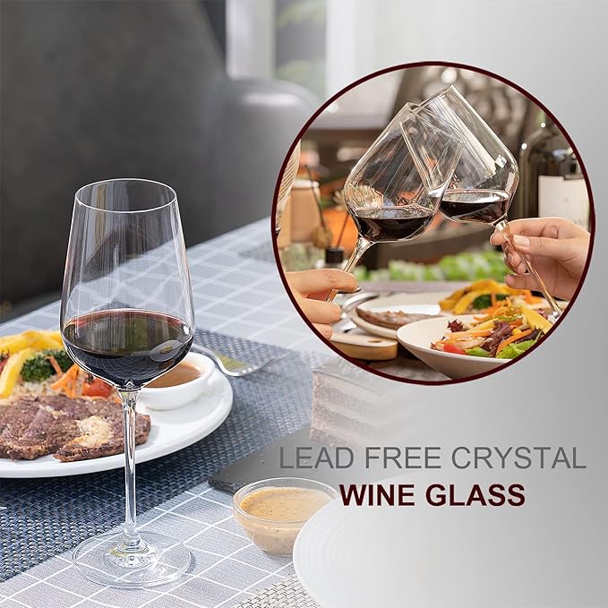 Wine Glasses Set of 6, Crystal Glass with Stem for Drinking Red/White/Cabernet Wine as Gifts Sets
