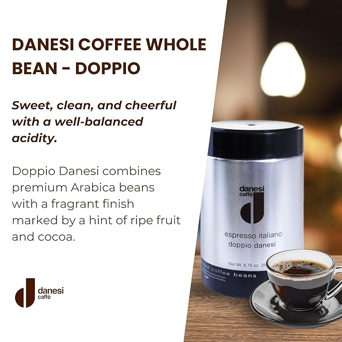 Danesi Caffe Italian Whole Coffee Beans - Espresso Coffee Beans and Medium Roast Whole Bean