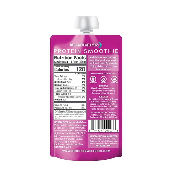 Designer Wellness Protein Smoothie, Real Fruit, 12g Protein, Low Carb, Zero Added Sugar