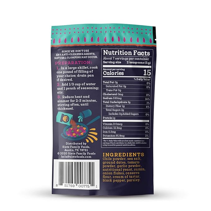 Siete Taco Seasoning Mix Pack | Gluten Free | Vegan | Paleo | Preservative Free | Whole 30 Approved