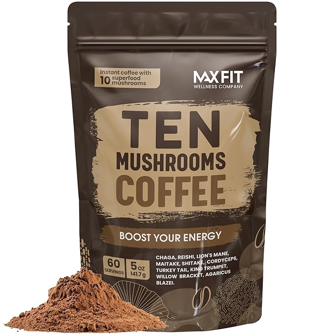 Mushroom Coffee (60 Servings) 10 Mushrooms (Lion’s Mane, Cordyceps, Turkey Tail & Other) Mixed With