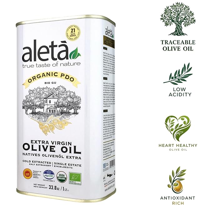 Aleta, Organic & PDO Extra Virgin Olive Oil, 2025 Gold Award, Certified Single Estate, Crete