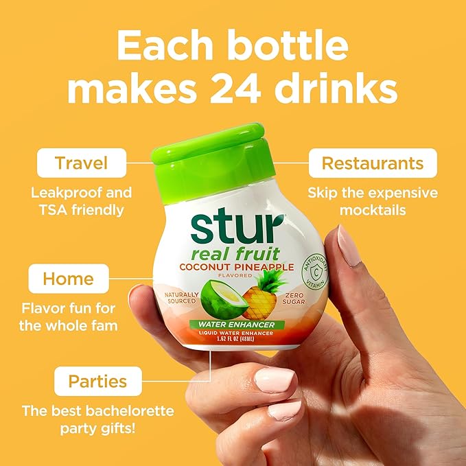 Stur Liquid Water Enhancer | Coconut Pineapple | Naturally Sweetened | High in Vitamin C &