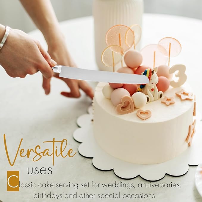 Cake Knife and Server Set, Cake Cutter and Pie Spatula, Cake Server and Knife Set with Acrylic