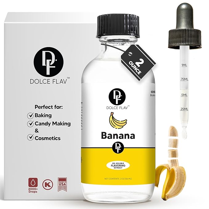 Dolce Flav Banana Extract ??2 Ounce Oil-Soluble Kosher, Sugar-Free, Concentrated Ripe Banana