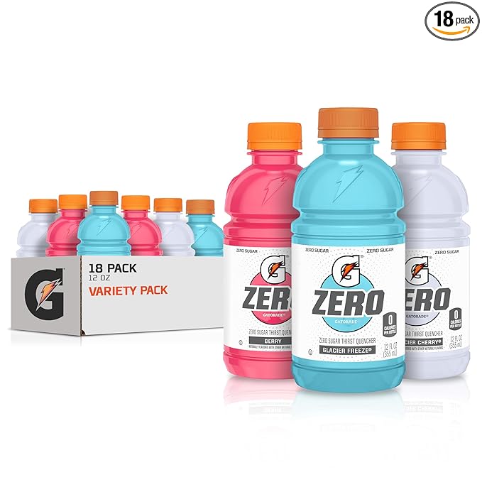 Gatorade G Zero Sports Drink, Glacier Freeze, Glacier Cherry, Berry Variety Pack, 12 Fl Oz (Pack of