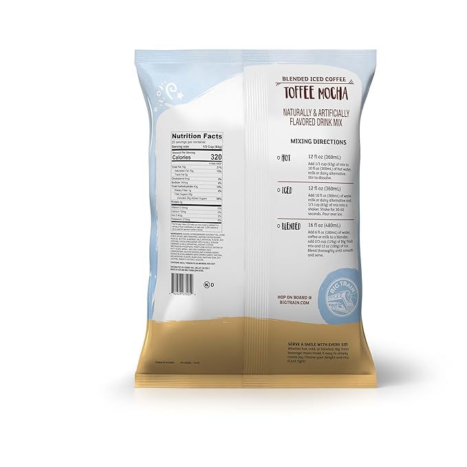 Big Train Blended Ice Coffee, Toffee Mocha, Powdered Instant Coffee Drink Mix, 3 Pound (Packaging