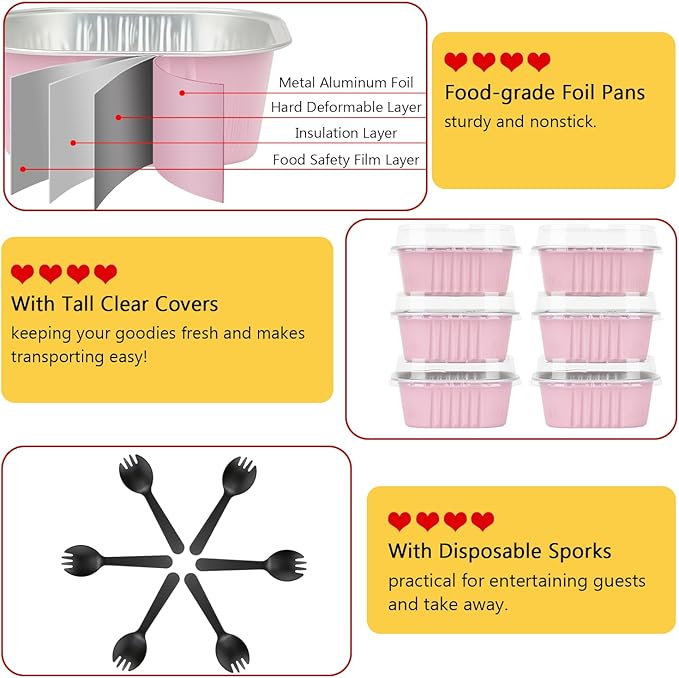 10oz/80pack Mini Cake Foil Pans with Lids,LNYZQUS 4?�x4??Large Cupcake Pan Disposable