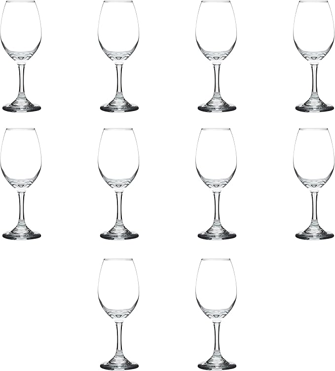 DISCOUNT PROMOS Rioja Wine Glasses with Stem 10 oz. Set of 10, Bulk Pack - Color Bottom, Perfect